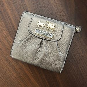 Grey and pink coach mini-wallet